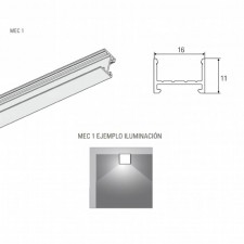 Perfil Aluminio Luz Led Mec 1 Superficie Recto