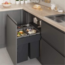 Cubos Reciclaje Basura 2 x 24 + 2 x 8 L con Sistema de Guías