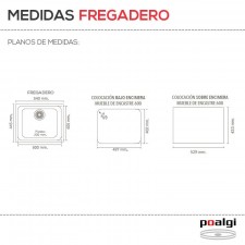 Fregadero Resina Sintética 1 Seno Poalgi GANDÍA 50