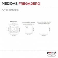 Fregadero Resina Sintética 1 Seno Poalgi SHIRA 501