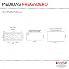 Fregadero Resina Sintética 2 Senos Poalgi SHIRA 506