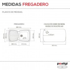 Fregadero Resina Sintética 1 Seno + Escurridor Poalgi DIAMANTE