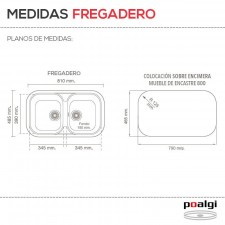 Fregadero Resina Sintética 2 Senos Poalgi ESMERALDA