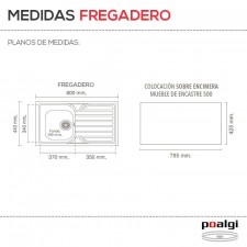 Fregadero Resina Sintética 1 Seno + Escurridor Poalgi TOPACIO