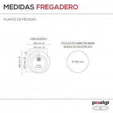 Fregadero Resina Sintética 1 Seno Redondo Poalgi ZAFIRO