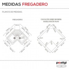 Fregadero Resina Sintética para Rincón de 2 Senos + Escurridor Poalgi ÁGATA