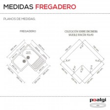 Fregadero Resina Sintética para Rincón de 2 Senos + Escurridor Poalgi JADE