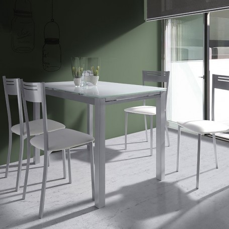 Mesa Cristal Extensible y 4 Sillas 7951
