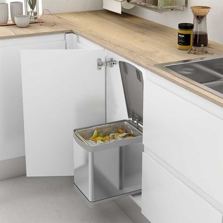 Cubo Basura 16 l Rectangular de Acero Inoxidable para Cocina