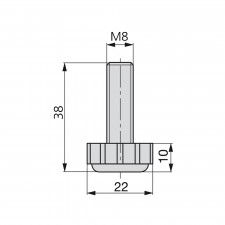 Nivelador M8 Hexagonal para Regulación Exterior H 38 mm (20 uds)