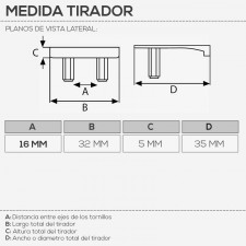 Tirador Metálico 4081E 32 mm para Cocina