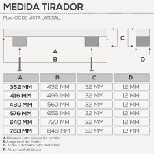 Tirador de Acero Inoxidable 2500 para Cocina