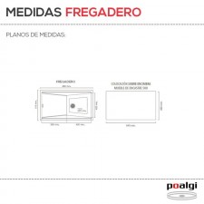 Fregadero Resina Sintética 1 Seno + Escurridor Poalgi KUMA 303