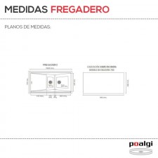 Fregadero Resina Sintética 1 Seno, 1 Lavaverduras y Escurridor Poalgi KUMA 305