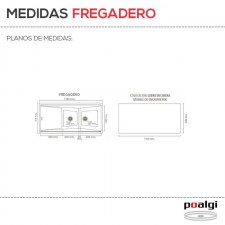 Fregadero Resina Sintética 2 Senos + Escurridor Poalgi KUMA 306