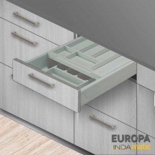 Cajón con Doble Cubertero de PVC Gris Europa para Cocina