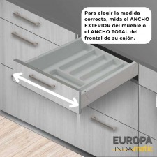 Cajón con Cubertero de PVC Gris Europa para Cocina