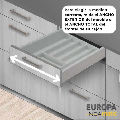 Cajón con Cubertero de PVC Gris Europa para Cocina